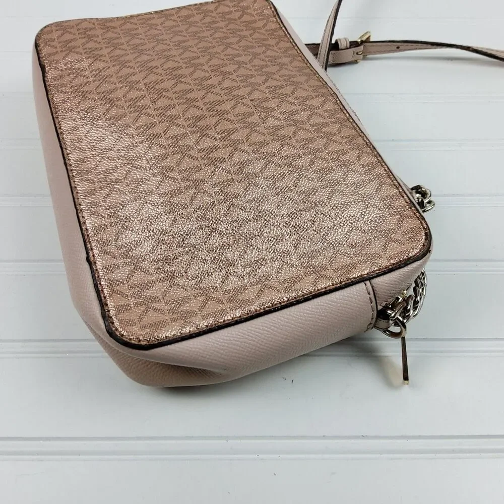 Michael Kors MK Signature Metallic Chain Crossbody Shoulder Purse